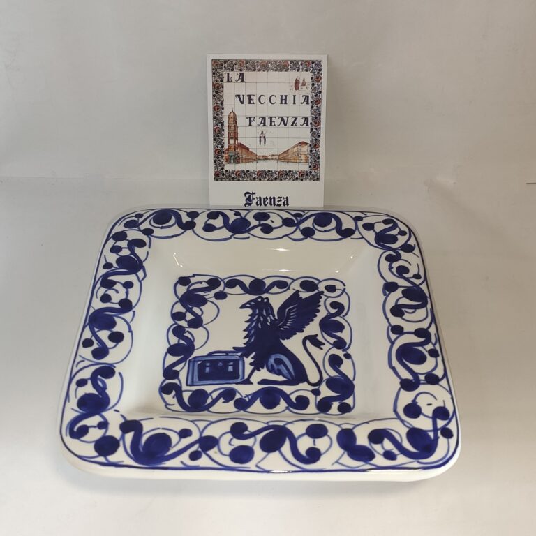 PIATTINO QUADRATO PORTAOGGETTI DECORO BLU
